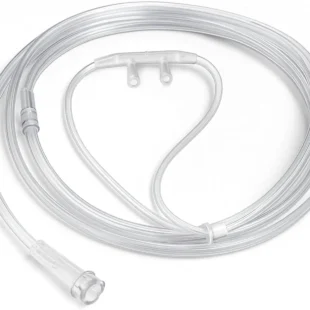 Disposable Nasal Oxygen Cannula with Curved Tip by | 7 ft Non-Latex, PVC, Soft & Lightweight Nasal Cannula | Comfortable Fit Universal Connector for Oxygen Tanks & Concentrators