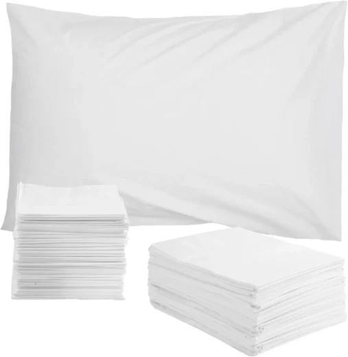 Disposable SMS Pillow Case Cover 22"x30" by | Fluid-Resistant, Single-Use, 30G SMS Non-Woven Fabric | Ideal for Medical, Travel, Home Use | White