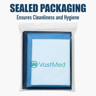 Medical Disposable Bedding Set by | Fluid-Resistant, Soft Non-Woven Fabric for Hospitals, Clinics, Massage Tables | Fitted Sheet, Flat Sheet & Pillow Case | Blue & White