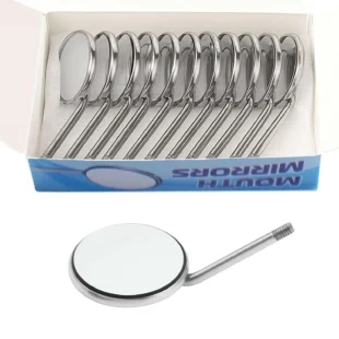 12 PCs Dental Anti-Fog Mouth Mirrors #5 (24mm) by | Stainless Steel Dental Exam Mirror | Professional Dentist Mirror Tool | Autoclavable Oral Examination