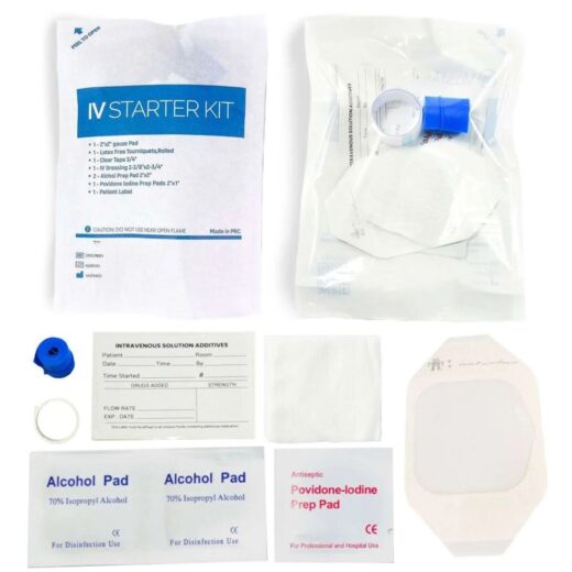 IV Starter Kit with Gauze/Chlorascrub Swab LF by | Posi-Guard Catheter Securement Device & Transparent Window Dressing | Non-Latex Tourniquets