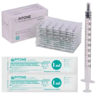 Disposable 1ml Syringe Without Needle by | Luer Slip Tip Syringes, Sterile Individually Blister Packed | Individually Packaged Oral Syringe for Scientific Labs, Dispensing