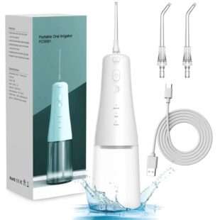 Water Dental Flosser Cordless for Teeth Cleaning | 3 Modes Oral Irrigator for Dental Cleaning with 2 Jet Tips 300ML Braces Flossers Cleaner | Portable IPX7 Waterproof for Home Travel