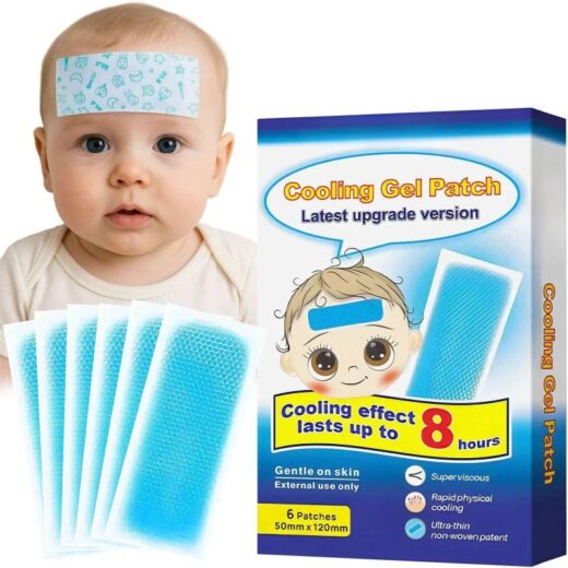 6PCs Cooling Gel Reducing Fever Patch Fever Cooling Patches for Adults, Kids, Babies | Cooling Gel Sheets for Fever, Forehead Relief, 5x12 cm