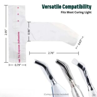 200PCs Dental Curing Light Sleeve by | Disposable Curing Light Barrier Sleeve | Dental Cure Light Cover for Tips | Plastic Curing Light Covers | Dental Curing Light Guide Sleeves