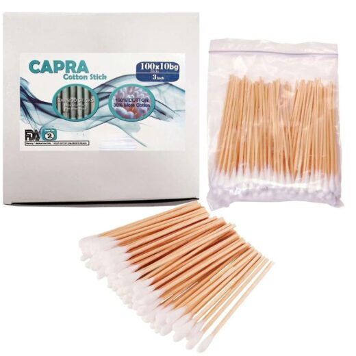 Cotton Tipped Applicators 3 Inch by | Long Medical Cotton Swab with Wooden Sticks | Disposable Non Sterile Cotton Swabs for Multiple Uses