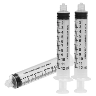 12ml Syringe without Needle by | Clear Rubber Head Non Sterile Syringes Perfect for Scientific Labs, Industrial Art & Crafts
