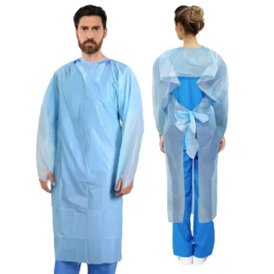 Dental Disposable Isolation Aprons | PPE Disposable Medical Gowns with Thumb Loops Back Coverage Double Tie Closure | One Size Fits All Dental Gown