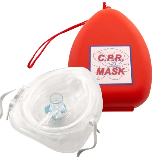 Single Valve CPR Rescue Mask in Red Hard Case by | Pocket Resuscitator Mask for Adult & Child with Elastic Strap Air Cushioned Edge