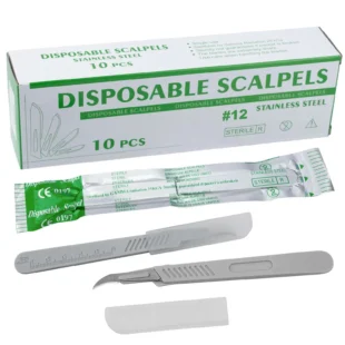 Surgical Blades with Handle by | Stainless Steel Sterile Scalpel Blades Individually Wrapped