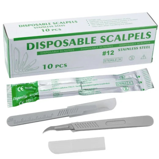 Surgical Blades with Handle by | Stainless Steel Sterile Scalpel Blades Individually Wrapped