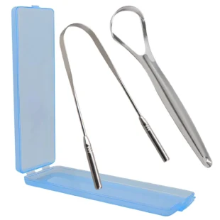 Medical Grade Tongue Scraper by | Stainless Steel Tongue Cleaner, Metal Tongue Scraper with Travel Bag | Tongue Scrubber for Bad Breath, Boost Oral Hygiene